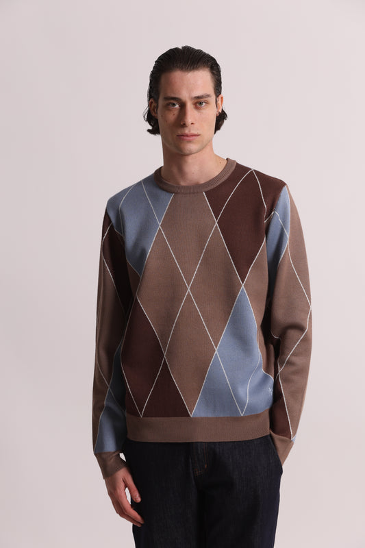 MAGLIONE GIROCOLLO A ROMBI