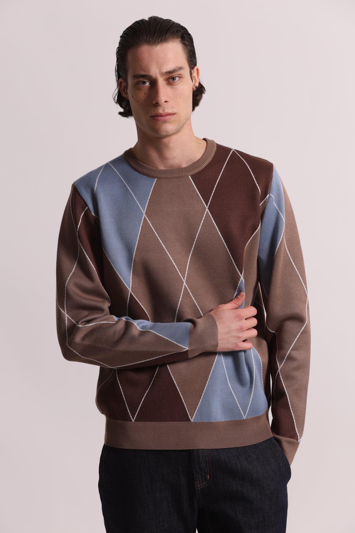 MAGLIONE GIROCOLLO A ROMBI