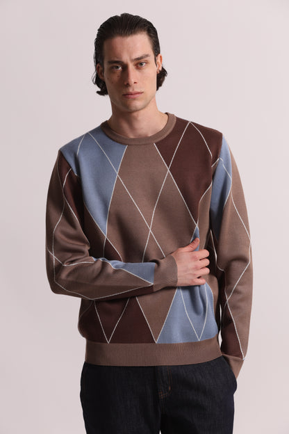 MAGLIONE GIROCOLLO A ROMBI