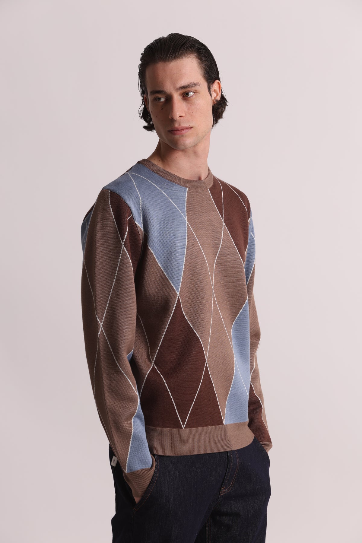 MAGLIONE GIROCOLLO A ROMBI