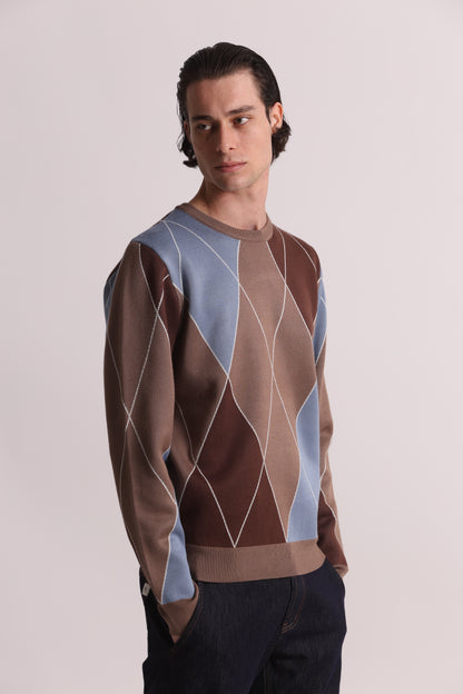 MAGLIONE GIROCOLLO A ROMBI