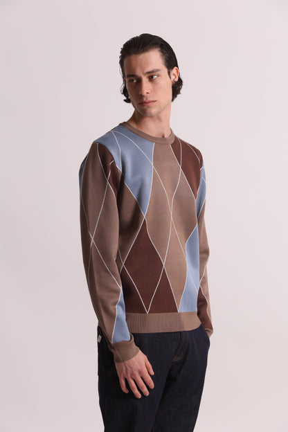 MAGLIONE GIROCOLLO A ROMBI