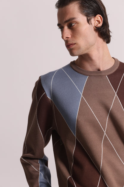 MAGLIONE GIROCOLLO A ROMBI