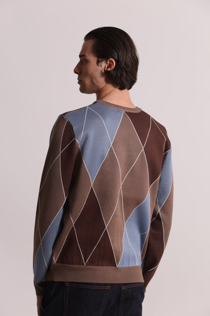 MAGLIONE GIROCOLLO A ROMBI