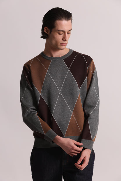 MAGLIONE GIROCOLLO A ROMBI