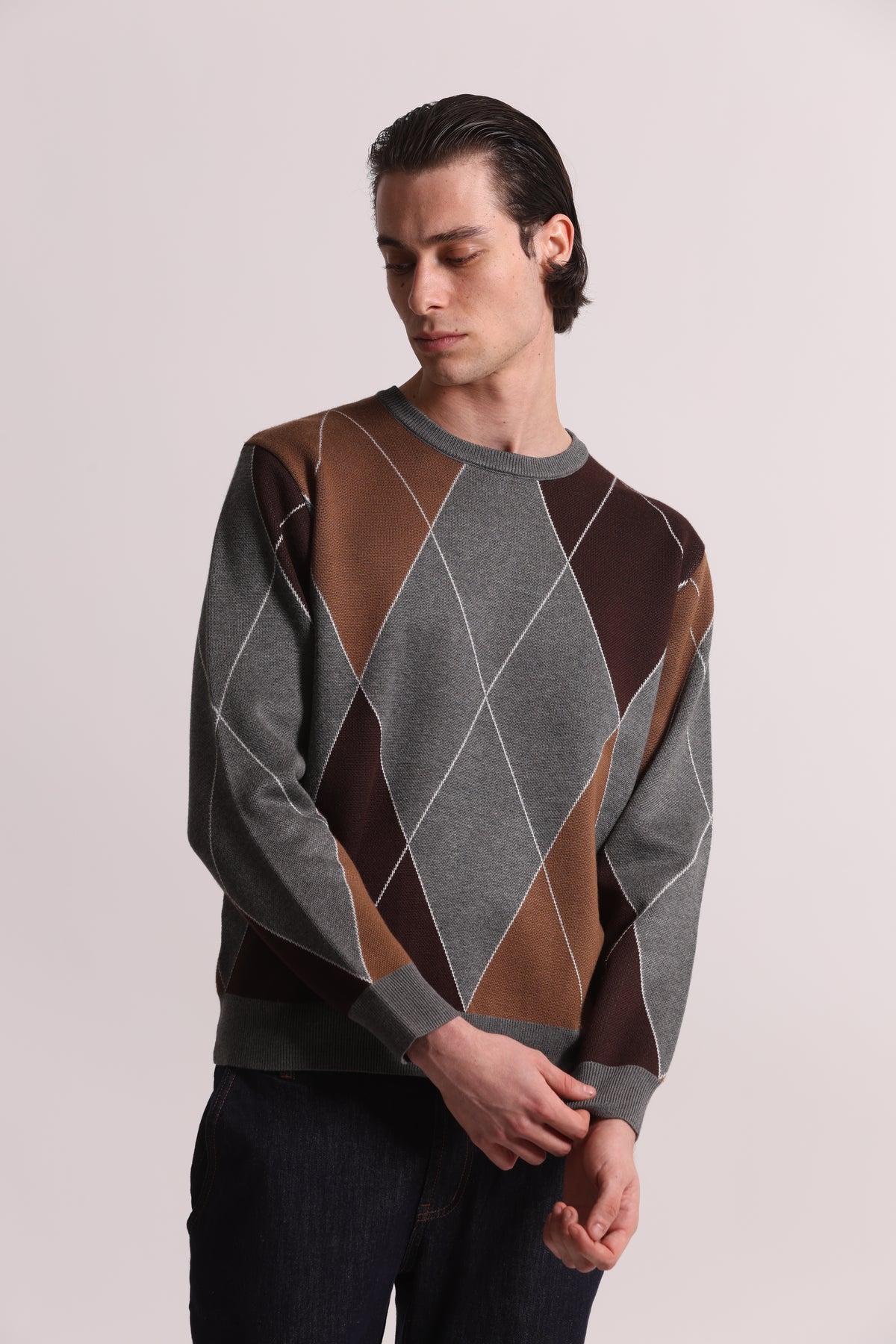 MAGLIONE GIROCOLLO A ROMBI