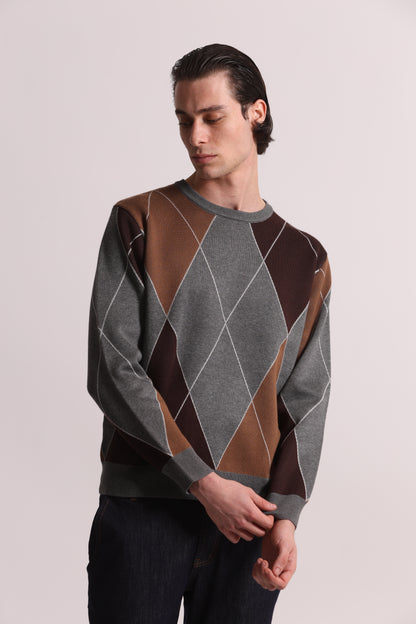 MAGLIONE GIROCOLLO A ROMBI