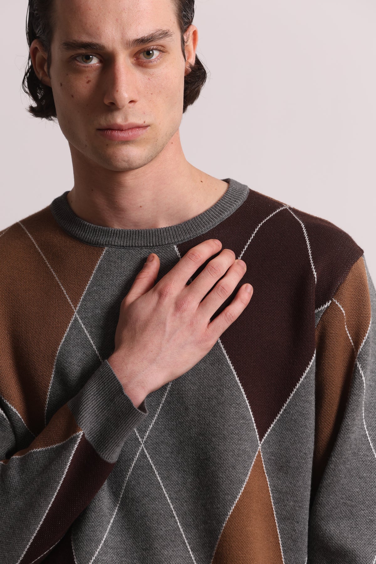 MAGLIONE GIROCOLLO A ROMBI