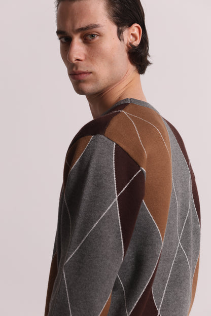 MAGLIONE GIROCOLLO A ROMBI