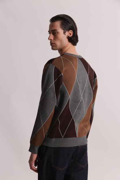 MAGLIONE GIROCOLLO A ROMBI