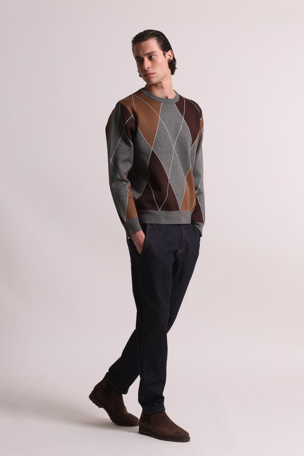 MAGLIONE GIROCOLLO A ROMBI