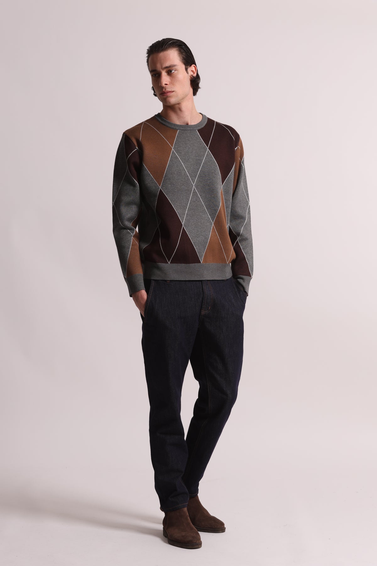 MAGLIONE GIROCOLLO A ROMBI