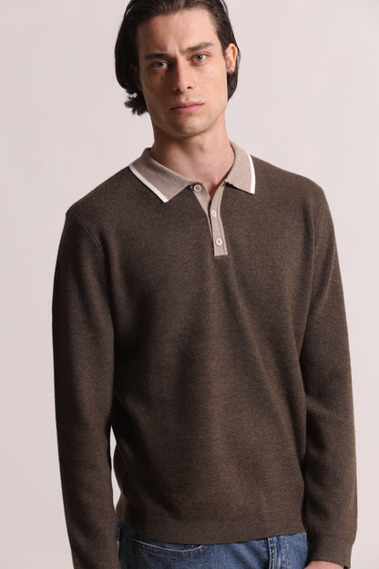 POLO IN MAGLIA CON COLLETTO A CONTRASTO