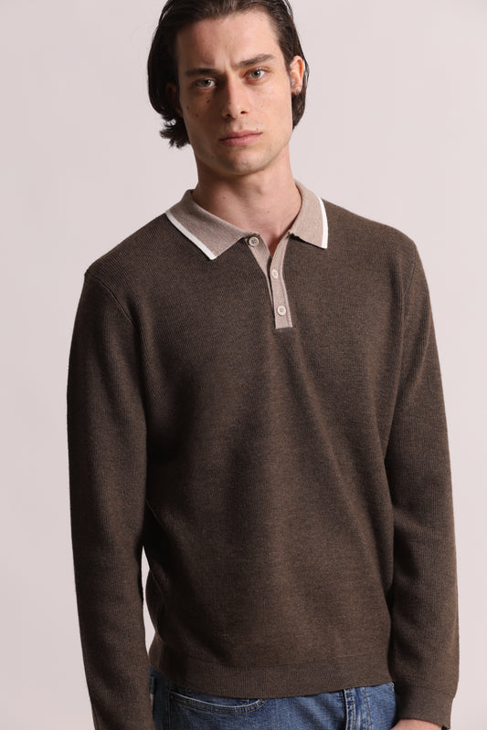 POLO IN MAGLIA CON COLLETTO A CONTRASTO