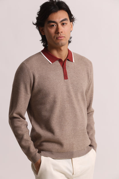 POLO IN MAGLIA CON COLLETTO A CONTRASTO