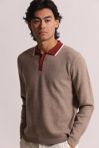 POLO IN MAGLIA CON COLLETTO A CONTRASTO