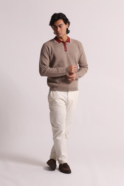 POLO IN MAGLIA CON COLLETTO A CONTRASTO