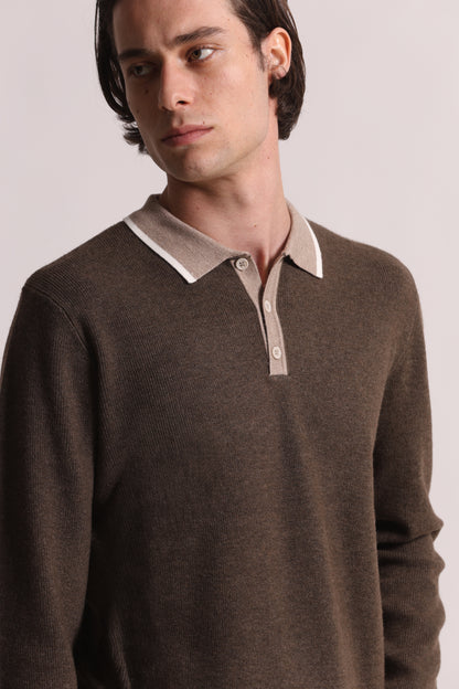 POLO IN MAGLIA CON COLLETTO A CONTRASTO
