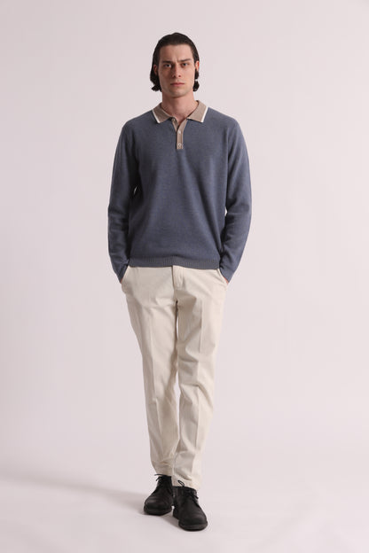 POLO IN MAGLIA CON COLLETTO A CONTRASTO