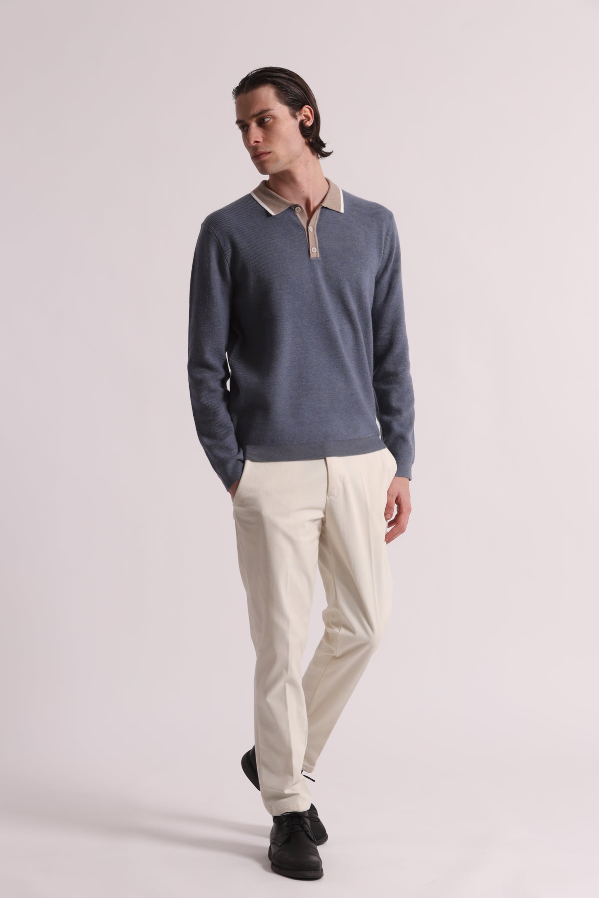 POLO IN MAGLIA CON COLLETTO A CONTRASTO