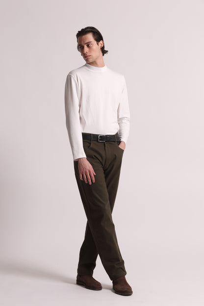 PANTALONI IN GABARDINA DI COTONE CON PINCES