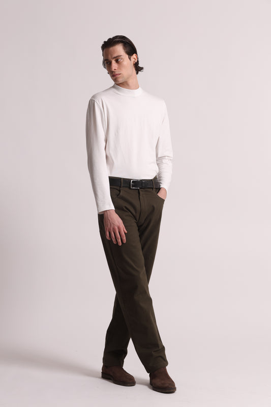 PANTALONI IN GABARDINA DI COTONE CON PINCES
