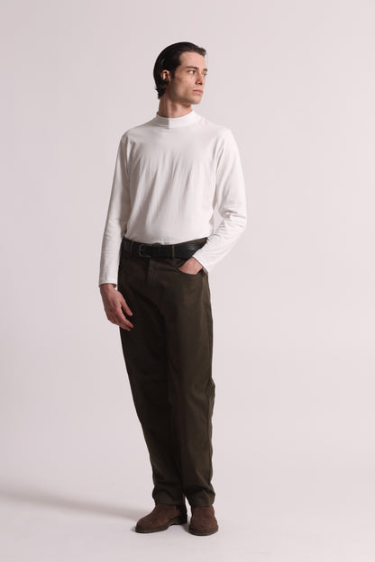 PANTALONI IN GABARDINA DI COTONE CON PINCES