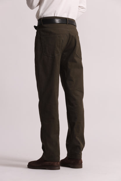 PANTALONI IN GABARDINA DI COTONE CON PINCES