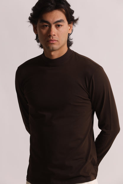 T-SHIRT A MEZZO COLLO IN COTONE