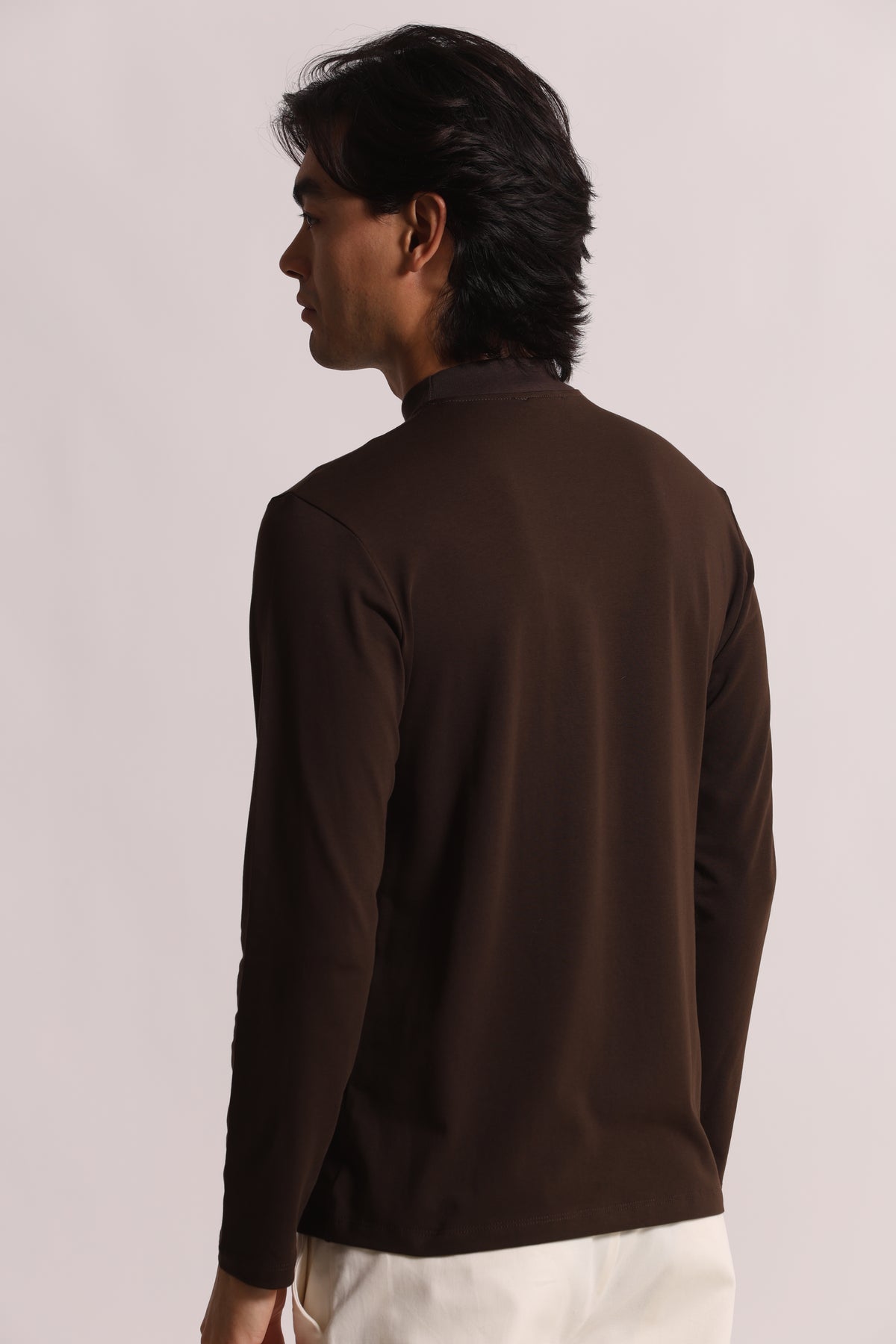 T-SHIRT A MEZZO COLLO IN COTONE