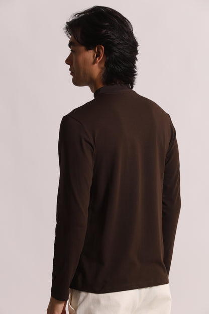 T-SHIRT A MEZZO COLLO IN COTONE