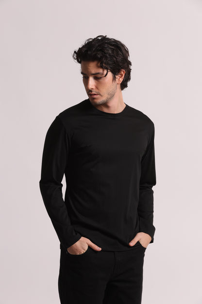 T-SHIRT A MANICA LUNGA IN COTONE E MODAL