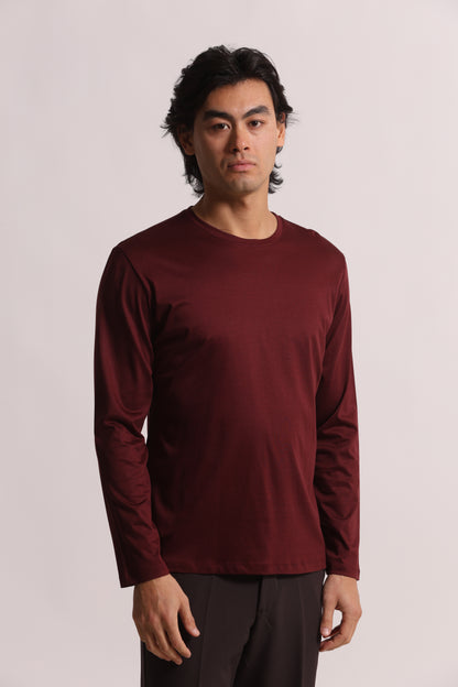 T-SHIRT A MANICA LUNGA IN COTONE E MODAL