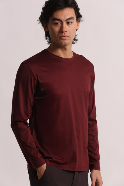 T-SHIRT A MANICA LUNGA IN COTONE E MODAL