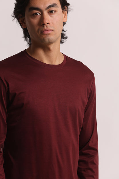T-SHIRT A MANICA LUNGA IN COTONE E MODAL