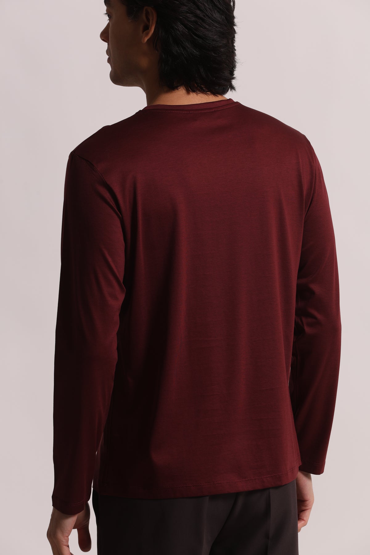 T-SHIRT A MANICA LUNGA IN COTONE E MODAL