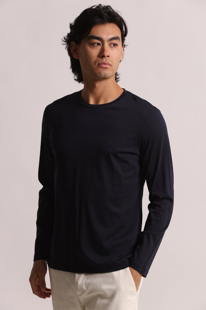 T-SHIRT A MANICA LUNGA IN COTONE E MODAL