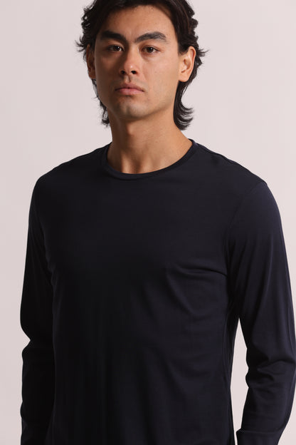 T-SHIRT A MANICA LUNGA IN COTONE E MODAL