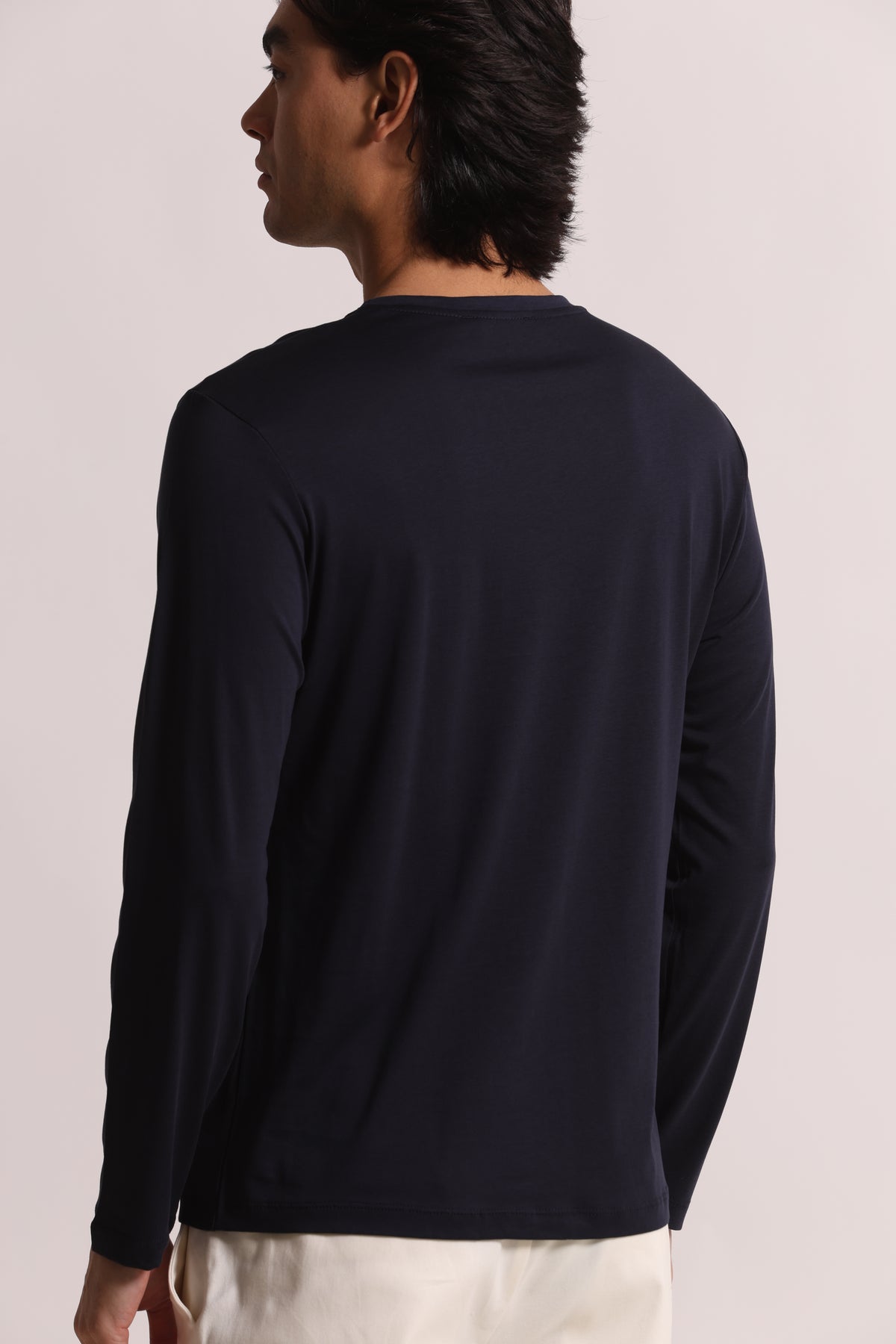 T-SHIRT A MANICA LUNGA IN COTONE E MODAL