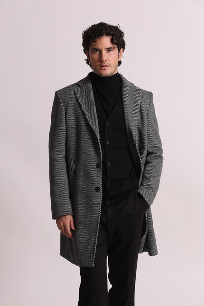 CAPPOTTO MONOPETTO CON TRAMA SPIGATA