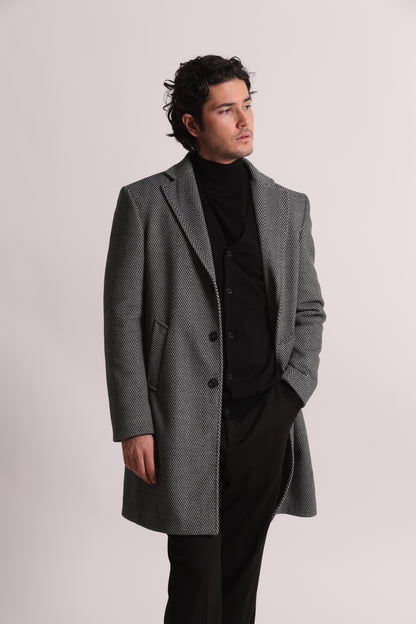 CAPPOTTO MONOPETTO CON TRAMA SPIGATA