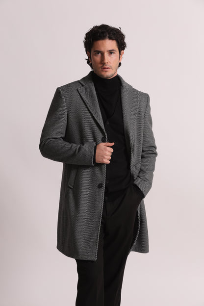 CAPPOTTO MONOPETTO CON TRAMA SPIGATA