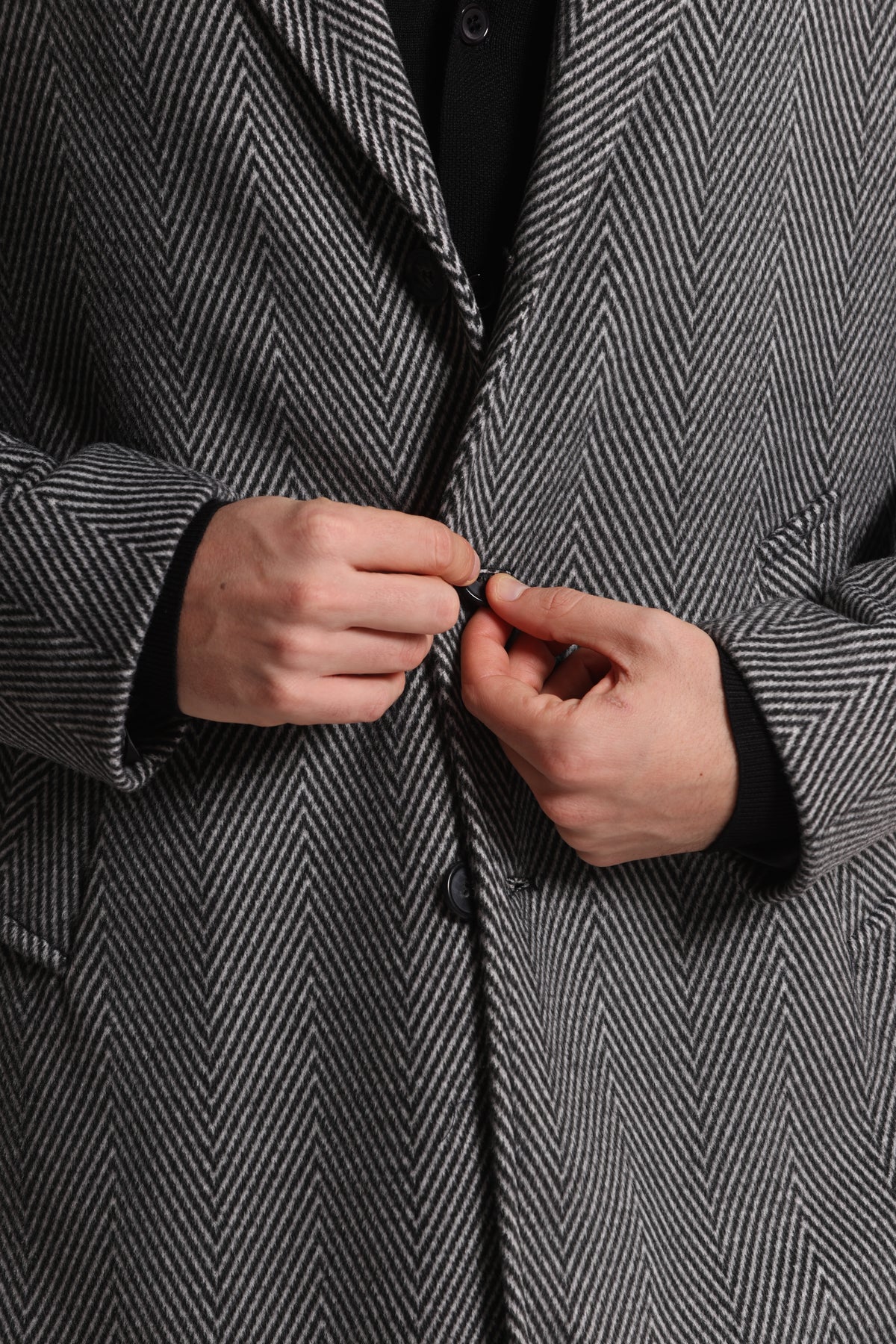 CAPPOTTO MONOPETTO CON TRAMA SPIGATA