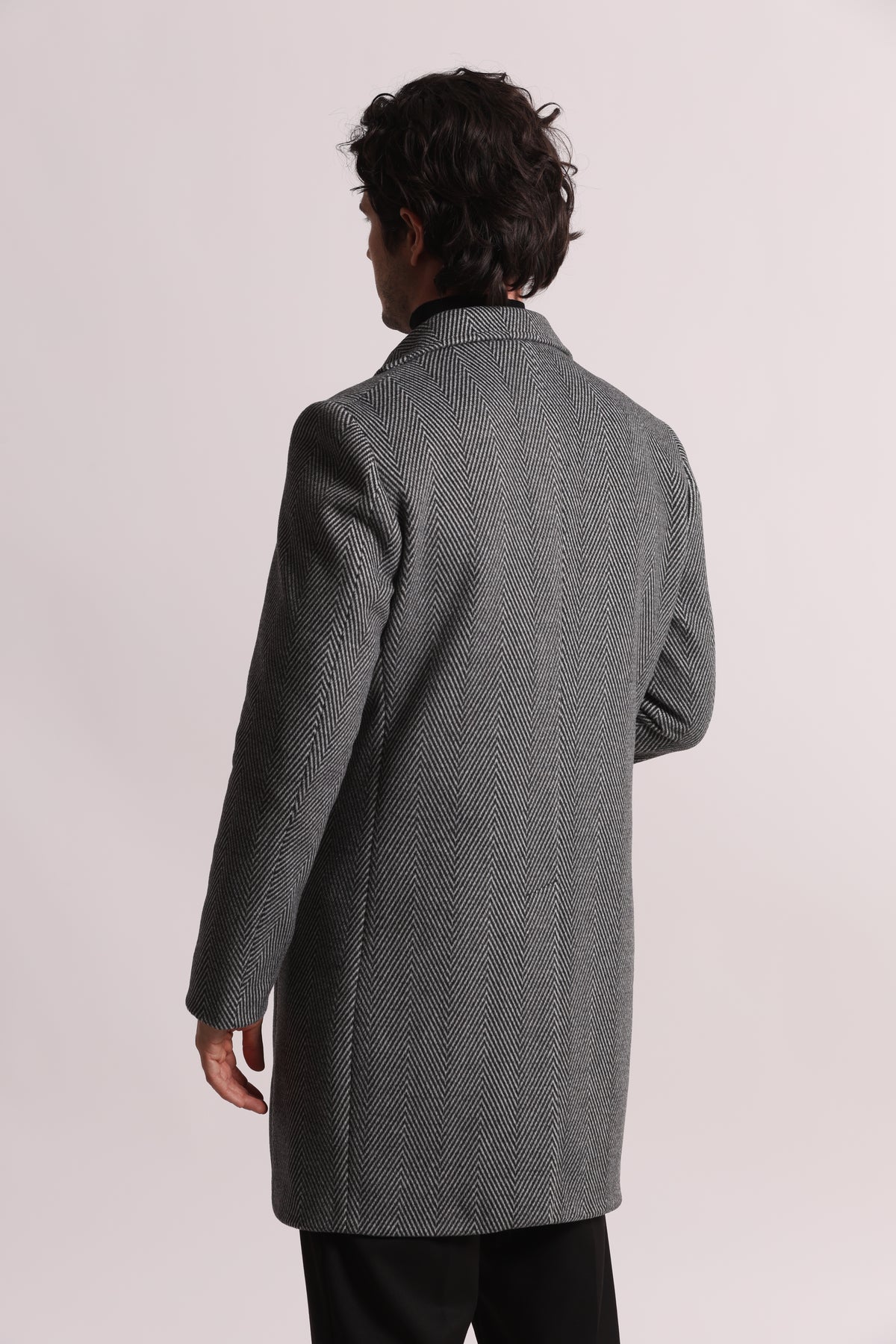 CAPPOTTO MONOPETTO CON TRAMA SPIGATA