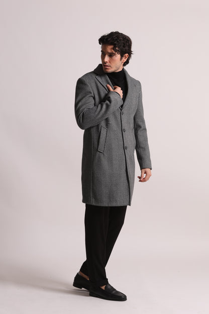 CAPPOTTO MONOPETTO CON TRAMA SPIGATA