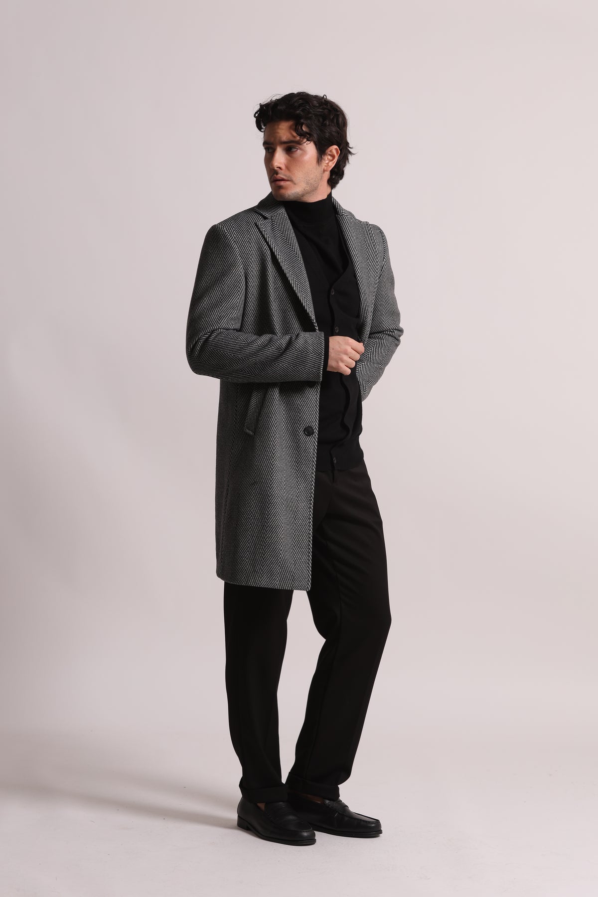 CAPPOTTO MONOPETTO CON TRAMA SPIGATA