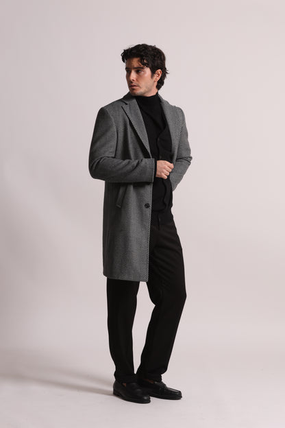 CAPPOTTO MONOPETTO CON TRAMA SPIGATA