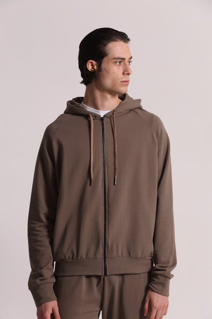 FELPA CON ZIP E CAPPUCCIO
