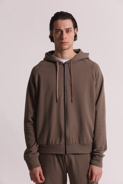 FELPA CON ZIP E CAPPUCCIO