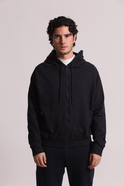 FELPA CON ZIP E CAPPUCCIO